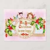Festive Vintage kerstcadeautjes Holly Briefkaart (Voorkant)