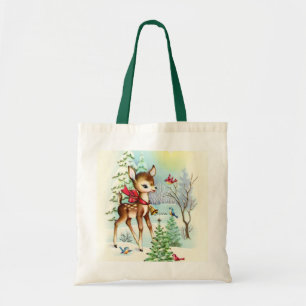 Festive vintage-kersthert tote bag