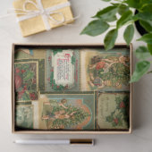 Festive Vintage-kerstkaart Collage-Green BG Tissuepapier (Geschenk)