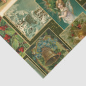 Festive Vintage-kerstkaart Collage-Green BG Tissuepapier (Detail)