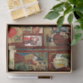 Festive Vintage-kerstkaart Collage-Red BG Tissuepapier (Geschenk)