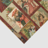 Festive Vintage-kerstkaart Collage-Red BG Tissuepapier (Detail)