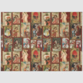 Festive Vintage-kerstkaart Collage-Red BG Tissuepapier (Voorkant)