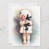 Festive vintage-kerstmeisje voegt sentiment toe notitiekaartje (Voorkant)