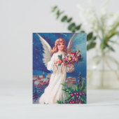 Festive vintage Kerstmis Angel Holiday Briefkaart (Staand voorkant)