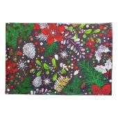 Festive Vintage Kerstmis Botanical Forest Kussensloop (Achterkant)