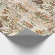 Festive Vintage Kerstmis Vogel en Bloem Ephemera
