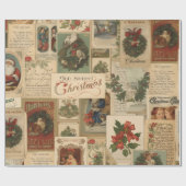 festive vintage merry christmas ephemera collage  cadeaupapier (Vlak)