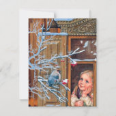 Festive vintage met kerstmeisje Holiday Notitiekaartje (Voorkant)