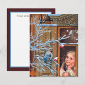 Festive vintage met kerstmeisje Holiday Notitiekaartje (Voorkant / Achterkant)