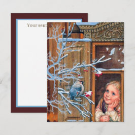 Festive vintage met kerstmeisje Holiday Notitiekaartje