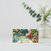 Festive vintage Santa Holiday Visitekaartje (Staand voorkant)