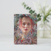 Festive Vrouw gekleed in kerstvakantie Briefkaart (Staand voorkant)