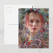 Festive Vrouw gekleed in kerstvakantie Briefkaart (Voorkant / Achterkant)