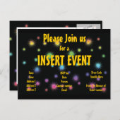 Festive vuurwerk uitnodigingen - aanpasbaar (Voorkant / Achterkant)