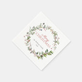 Festive Warm Winter Berry Wreath Merry Kerstmis Servet (Hoek)