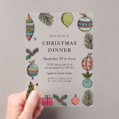 Festive Watercolor Christmas Dinner Acryl Uitnodigingen (Insitu (Draagbaar))