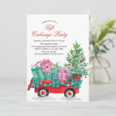 Festive Watercolor Christmas Gift Exchange Party  Kaart (Staand voorkant)