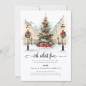 Festive Watercolor Christmas Party Kaart (Voorkant)