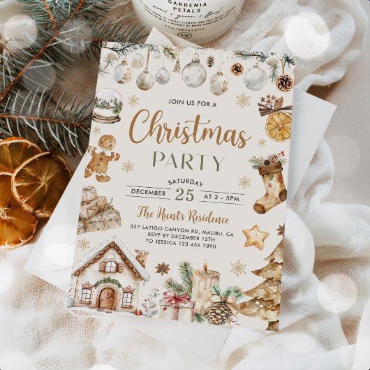 Festive Watercolor Christmas Party Kaart