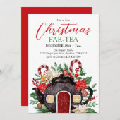 Festive Watercolor Christmas Tea Party  Kaart (Voorkant / Achterkant)