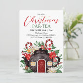 Festive Watercolor Christmas Tea Party  Kaart (Staand voorkant)