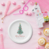 Festive Watercolor Christmas Tree Non Photo Papieren Bordje (Feest)