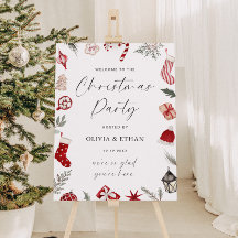 Festive Watercolor Frame Christmas Party Welcome