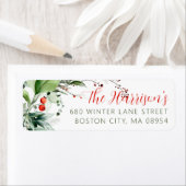 Festive Watercolor Greenery Christmas Address Etiket (Insitu)