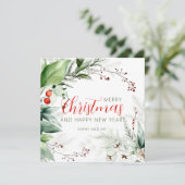 Festive Watercolor Greenery Merry Christmas Feestdagenkaart (Staand voorkant)