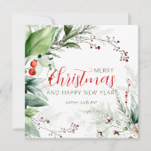 Festive Watercolor Greenery Merry Christmas Feestdagenkaart (Voorkant)