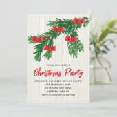 Festive Watercolor Greenery Red Bow Christmas Kaart (Staand voorkant)