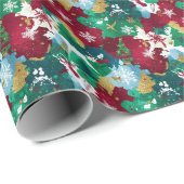 Festive Watercolor Holiday Silhouettes  Cadeaupapier (Rol Hoek)