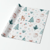 Festive Watercolor Pastel Christmas Wrapping Paper Cadeaupapier (Uitgerold)