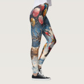 Festive Watercolor Santa Reindeer Colorful Balloon Leggings (Rechts)