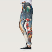 Festive Watercolor Santa Reindeer Colorful Balloon Leggings (Links)