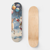 Festive Watercolor Santa Reindeer Colorful Balloon Persoonlijk Skateboard (Voorkant)
