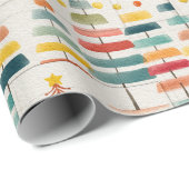 Festive Watercolor Tree Pattern Design Cadeaupapier (Rol Hoek)