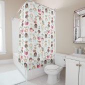 Festive Waterverf Artwork of Angels and Gifts Douchegordijn (In situ)