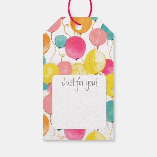 Festive Waterverf Balloons Party Gift Label Cadeaulabel (Achterkant)