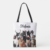 Festive Waterverf Cats Personalized Holiday Tote Bag (Achterkant)