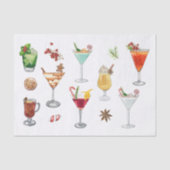 Festive Waterverf Cocktails KerstMartini Tissuepapier (Voorkant)