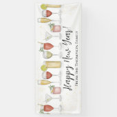 Festive Waterverf Cocktails van nieuwjaarsfeest Spandoek (Verticaal)