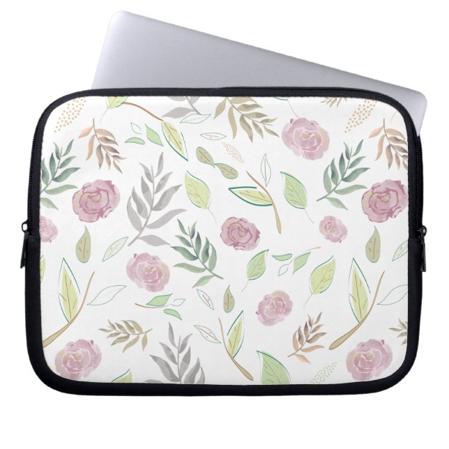 Festive Waterverf Flowers 1 Laptop Sleeve (Voorkant)