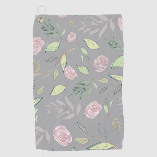 Festive Waterverf Flowers 2 Golfhanddoek (Voorkant)