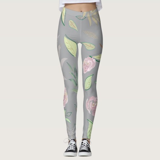 Festive Waterverf Flowers 2 Leggings (Voorkant)