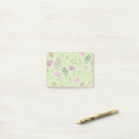 Festive Waterverf Flowers 4 Post-it® Notes (Op bureau)