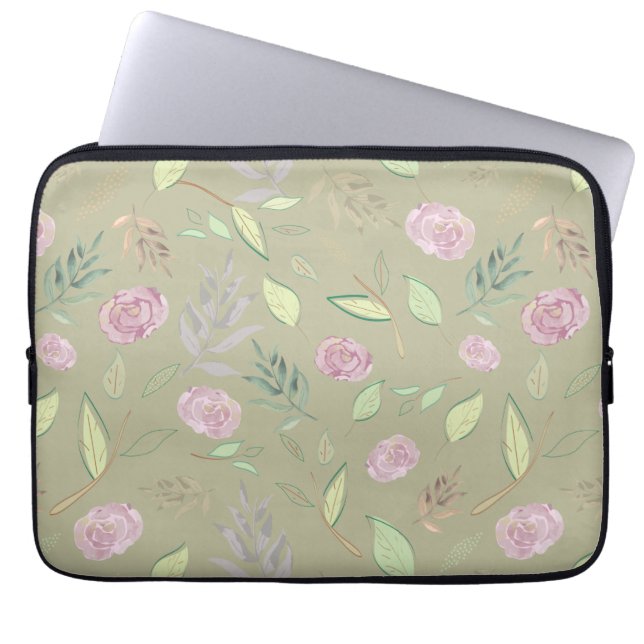 Festive Waterverf Flowers 5 Laptop Sleeve (Voorkant)