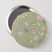 Festive Waterverf Flowers 5 Ronde Button 4,0 Cm (Voorkant /achterkant)