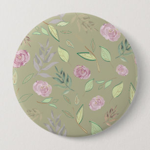 Festive Waterverf Flowers 5 Ronde Button 4,0 Cm